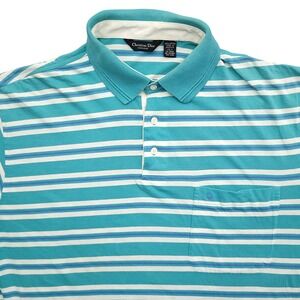 Christian Dior Polo Shirt Mens Large Blue Stripe Monsieur Vintage 90s